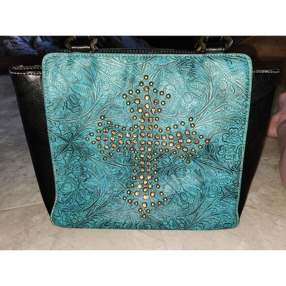 Montana West Concealed Carry Purse Turquoise And Black - Picture 2 of 11